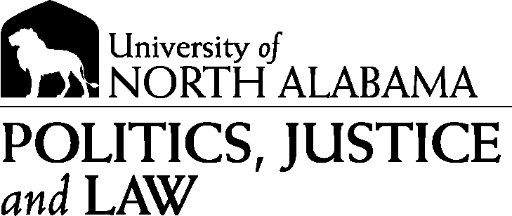 College of Arts and Sciences - Politics Justice and Law Logo - Black - Version 1